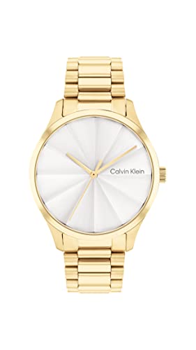 Calvin Klein Analog Quarzuhr Unisex mit Gelbgoldfarbenes Edelstahlarmband - 25200232 im Sale